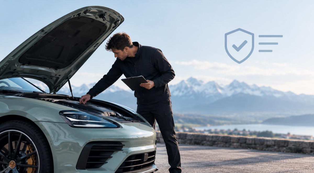 Technik kontroluje motor vozidla pred kúpou